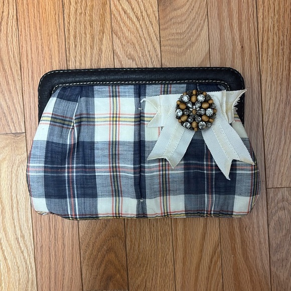 J. Crew‎ Navy Plaid Clutch - Picture 1 of 5